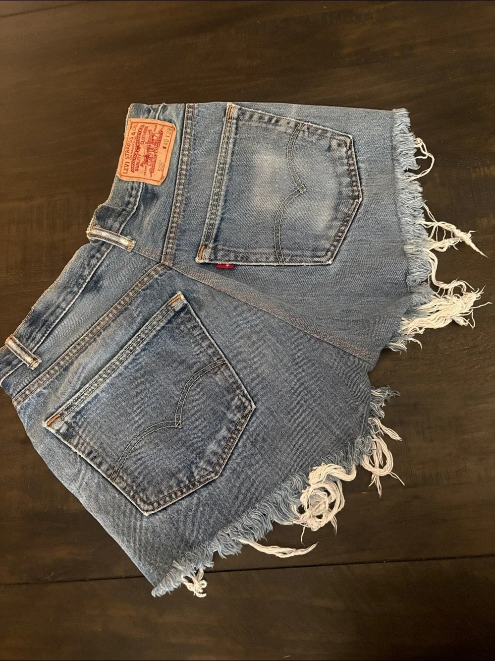 Levi's Light Blue Frayed Hem Denim Shorts